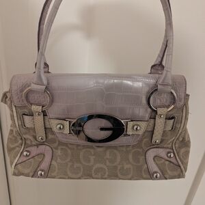 Guess Beige and Lavender Satchel